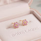 18K Solid Gold Pink Sapphire Flower Stud Earrings | Natural Gemstone Fine Jewelry | Luxury Gift Earrings | Solid Gold Screw-Back Studs