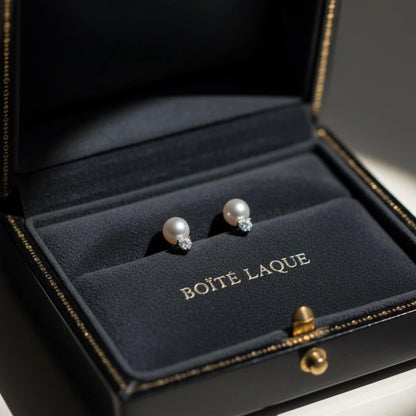 10K Solid Gold Akoya Pearl Diamond Stud Earrings | Dainty Pearl Earrings | Minimalist Gold Studs | Gift for Her | Everyday Fine jewelry