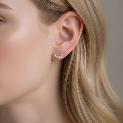 10K Solid Gold Akoya Pearl Stud Earrings | Dainty Pearl Studs | Minimal Fine Jewelry | Cute Everyday Earrings Gift | Diamond stud earrings