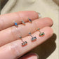18K Solid Gold Candy Stud Earrings | Natural Diamond & Gemstone Earrings | Dainty 18k Gold Cartilage Stud | Everyday Gift Jewelry