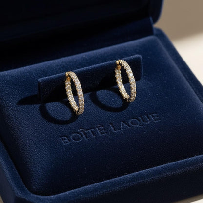 14K Solid Gold Diamond Huggie Hoops | Natural Diamond Small Hoop Earrings | Double Sided Sparkle | Everyday Fine Jewelry