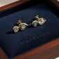 18K Solid Gold Black Opal & Diamond Teardrop Stud | Fine Jewelry Earring | Natural Opal Earring | Luxury Gold Stud | Gift , Diamond Stud