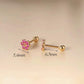 18K Solid Gold Pink Sapphire Flower Stud Earrings | Natural Gemstone Fine Jewelry | Luxury Gift Earrings | Solid Gold Screw-Back Studs
