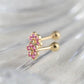 18K Solid Gold Pink Sapphire Flower Stud Earrings | Natural Gemstone Fine Jewelry | Luxury Gift Earrings | Solid Gold Screw-Back Studs