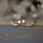 10k Solid Gold Moon and Star Earrings | Dainty Crescent Studs | Sparkling Everyday Earrings | Minimalist Gold Earrings Gift for Her