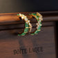 18K Solid Gold Natural Colombian Emerald Earrings | Certified Green Emerald Studs with Diamonds | Art Deco Inspired Jewelry | Holiday Gift