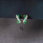 18K Solid Gold Natural Colombian Emerald Earrings | Certified Green Emerald Studs with Diamonds | Art Deco Inspired Jewelry | Holiday Gift