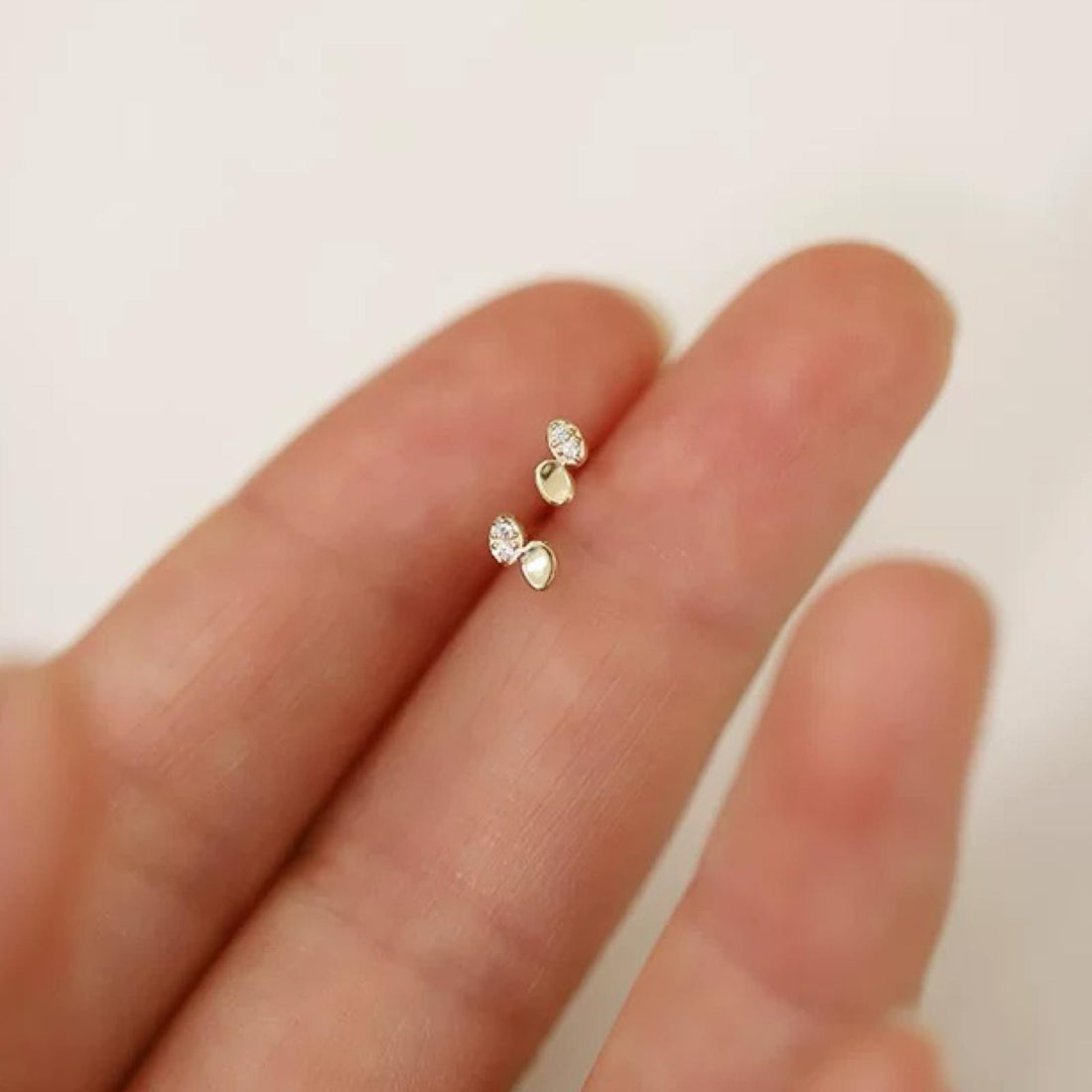 9K Solid Gold Diamond Stud Earrings | Minimal Everyday Diamond Studs | Tiny Gold Earrings | Dainty Fine Jewelry Gift