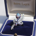 Collector-Grade Lightning Ridge Black Opal Ring in 18K White Gold | Natural N4 Black Opal with Rare Red Fire, Diamonds, Sapphires & Rubies |