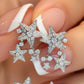 18K Solid White Gold Star Diamond Earrings | Natural Earth-Mined Diamond Studs | Celestial Luxury Stud Earrings , Gift