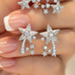 18K Solid White Gold Shooting Star Diamond Earrings | Natural Earth-Mined Diamonds Earrings | Celestial Fine Jewelry