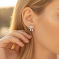 18K Solid White Gold Shooting Star Diamond Earrings | Natural Earth-Mined Diamonds Earrings | Celestial Fine Jewelry
