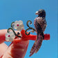 One of a Kind Coral & Icy Jade Phoenix Pendant Brooch | Natural Sapphire Art Jewelry | Convertible High Jewelry Piece