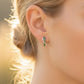 18K Solid Gold Natural Colombian Emerald Earrings | Certified Green Emerald Studs with Diamonds | Art Deco Inspired Jewelry | Holiday Gift