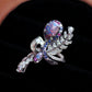 Collector-Grade Lightning Ridge Black Opal Ring in 18K White Gold | Natural N4 Black Opal with Rare Red Fire, Diamonds, Sapphires & Rubies |