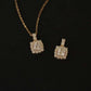 Dainty 9K Solid Gold Diamond Halo Pendant |  ~1.0 Carat Square Cushion Diamond Charm | Everyday Necklace | Minimal Fine Jewelry Gift for her