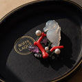 Translucent White Jadeite Seahorse Pendant Brooch | One of a Kind Art Jewelry | Natural Coral, Ruby, Sapphire & Akoya Pearl | Convertible