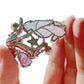 Translucent White Jadeite Seahorse Pendant Brooch | One of a Kind Art Jewelry | Natural Coral, Ruby, Sapphire & Akoya Pearl | Convertible
