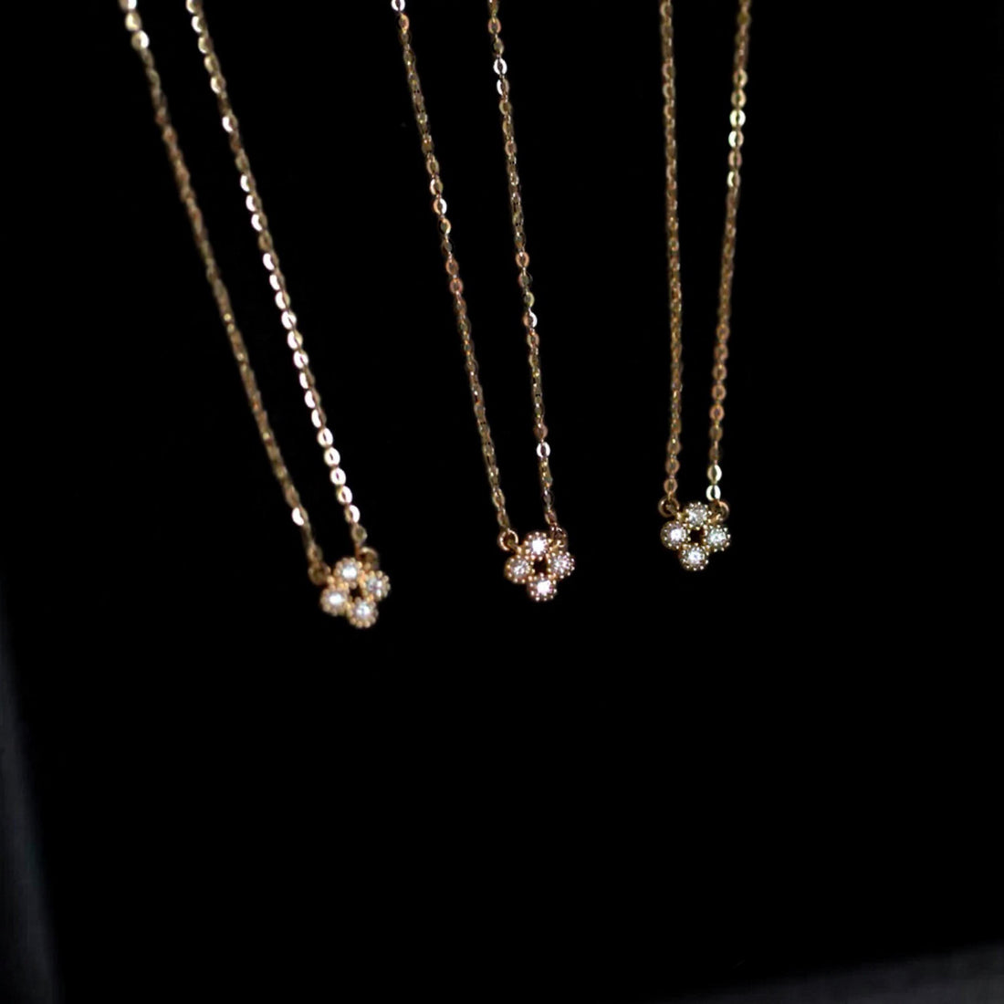 14K Solid Gold Diamond Necklace, Dainty Floral Diamond Pendant, Minimalist Everyday Fine Jewelry Gift for Her