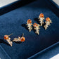 18K Solid Gold Orange Garnet Stud Earrings | Natural Garnet & Earth Mined Diamond | Fine Jewelry Statement Studs, Fine Jewelry Gift