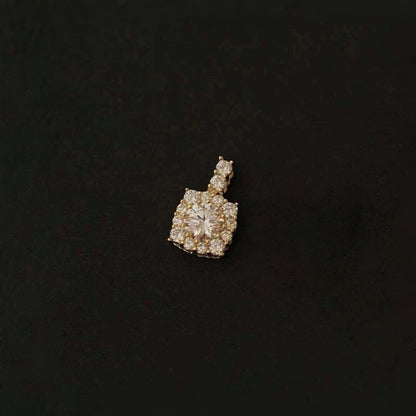 Dainty 9K Solid Gold Diamond Halo Pendant |  ~1.0 Carat Square Cushion Diamond Charm | Everyday Necklace | Minimal Fine Jewelry Gift for her