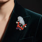 Translucent White Jadeite Seahorse Pendant Brooch | One of a Kind Art Jewelry | Natural Coral, Ruby, Sapphire & Akoya Pearl | Convertible
