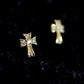 9K Solid Gold Cross Stud Earrings | Tiny Sparkle Gold Cross Earrings | Minimalist Fine Jewelry | Everyday Luxury Studs Gift