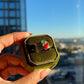 One-of-a-Kind Jadeite Jade & Red Coral Ring | Natural Green Jadeite Cabochon | White Sapphire Accents | Collector Jewelry