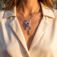 Amethyst Pendant Brooch Necklace One of a Kind Statement Jewelry with Color Change Garnet Accents, Healing Crystal Necklace, Unique Gemstone