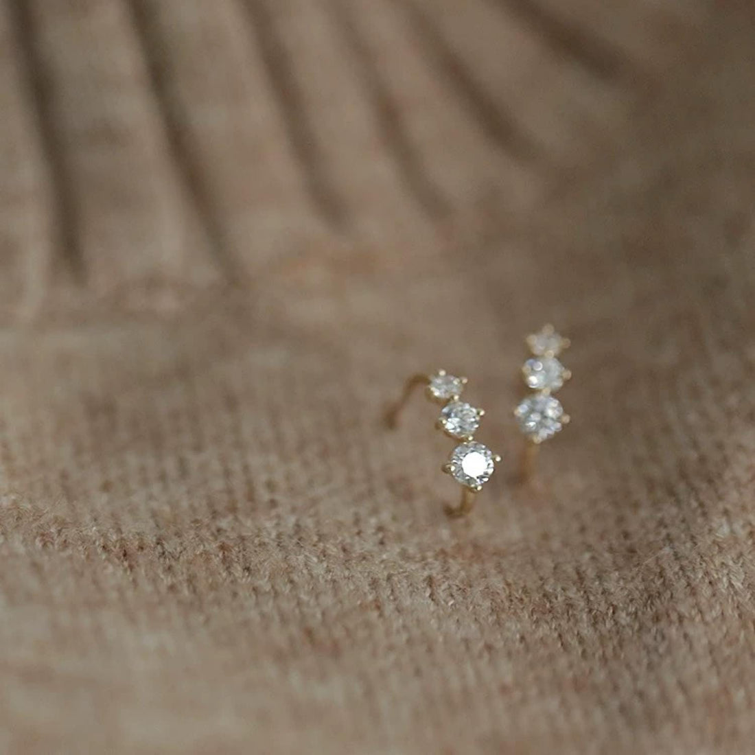 9K Solid Gold Diamond Huggie Earrings | Petite Sparkle Everyday Hoops | Minimal Fine Jewelry Gift for Her | Dainty Gold Ear Hugger
