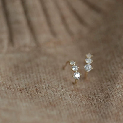 9K Solid Gold Diamond Huggie Earrings | Petite Sparkle Everyday Hoops | Minimal Fine Jewelry Gift for Her | Dainty Gold Ear Hugger