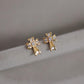 9K Solid Gold Cross Stud Earrings | Tiny Sparkle Gold Cross Earrings | Minimalist Fine Jewelry | Everyday Luxury Studs Gift