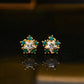 10K Solid Gold Diamond Star Stud Earrings with Chrysocolla | Celestial Star Earrings | Tiny Gold Studs | Minimalist Fine Jewelry Gift