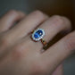 Blue Sapphire Ring 14K Solid Gold Diamond Halo | 1.95ct Natural Sri Lankan Sapphire Ring | Vintage Inspired Fine Jewelry Gift
