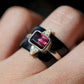 Rubellite Tourmaline Ring with Black Onyx & Diamond | One of a Kind Statement Ring | Art Deco Gemstone Ring | Size 4.5 | Sterling Silver