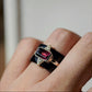 Rubellite Tourmaline Ring with Black Onyx & Diamond | One of a Kind Statement Ring | Art Deco Gemstone Ring | Size 4.5 | Sterling Silver