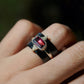 Rubellite Tourmaline Ring with Black Onyx & Diamond | One of a Kind Statement Ring | Art Deco Gemstone Ring | Size 4.5 | Sterling Silver