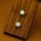 10K Solid Gold Diamond Star Stud Earrings with Chrysocolla | Celestial Star Earrings | Tiny Gold Studs | Minimalist Fine Jewelry Gift