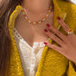 French Vintage Inspired Citrine Necklace with White Topaz & Blue Enamel | Limited Edition Statement Necklace, Collector Jewelry Gift