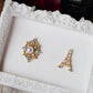 10K Solid Gold Pearl Stud Earrings, Blue Sapphire & Diamond Accent, French Filigree Lattice, Tiny Luxury Everyday Earrings Gift