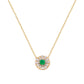 18K Solid Gold Natural Emerald Diamond Pendant Necklace  | Fine Jewelry Floral Halo | Luxury Emerald Necklace Gift