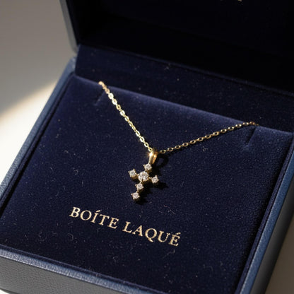 14K Solid Gold Diamond Cross Pendant | BOITE LAQUE Fine Jewelry | Minimalist Faith Necklace | Everyday Gold Cross Charm, Religious gift
