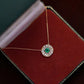 18K Solid Gold Natural Emerald Diamond Pendant Necklace  | Fine Jewelry Floral Halo | Luxury Emerald Necklace Gift