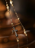 18K Solid Gold Diamond Cross Necklace Double-Sided | Black Gold Pavé Cross Pendant | Fine Jewelry Statement Necklace