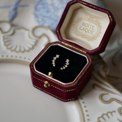 Diamond Climber Stud Earrings in 10K Solid Gold | BOITE LAQUE Fine Jewelry | Minimal Arc Earrings | Everyday Gold Ear Climbers