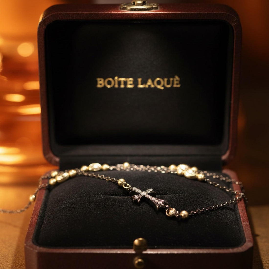 18K Solid Gold Diamond Cross Necklace Double-Sided | Black Gold Pavé Cross Pendant | Fine Jewelry Statement Necklace