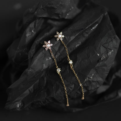 10K Gold Diamond Threader Earrings, Fine Gold Chain Drop Earrings, Dainty Luxury Minimalist Earrings, Everyday Fine Jewelry Gift