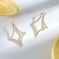 18K Gold Diamond Star Hoop Earrings | Celestial Four Point Star Earrings | Quiet Luxury Diamond Hoops | Solid Gold Upgrade