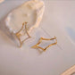 18K Gold Diamond Star Hoop Earrings | Celestial Four Point Star Earrings | Quiet Luxury Diamond Hoops | Solid Gold Upgrade