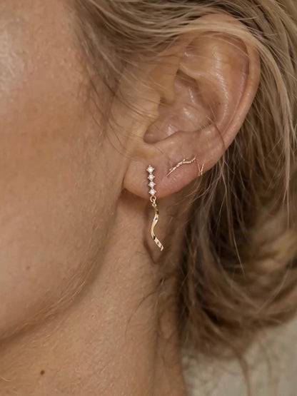 9K Solid Gold Diamond Drop Earrings | Delicate French Dangle Earrings | Quiet Luxury Jewelry Gift for Her